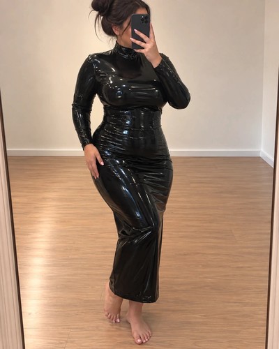 Lack maxi kleid schwarz - 🔥,