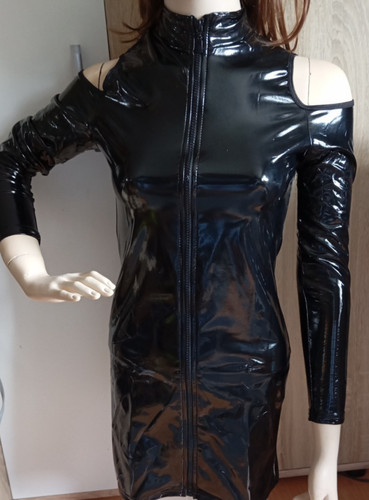 Aufregendes lack mini kleid - mini,