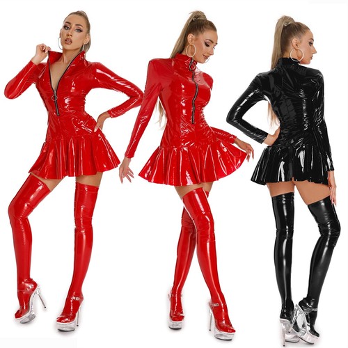 Damen wetlook minikleid - wetlook,