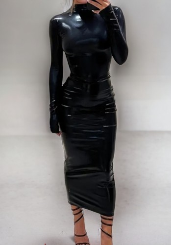 Leder optik lack - bodycon, mock