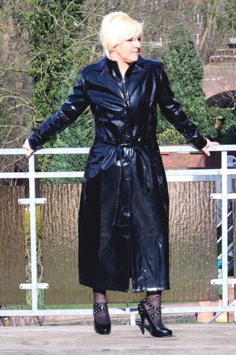 Damen langer lack mantel - damen,