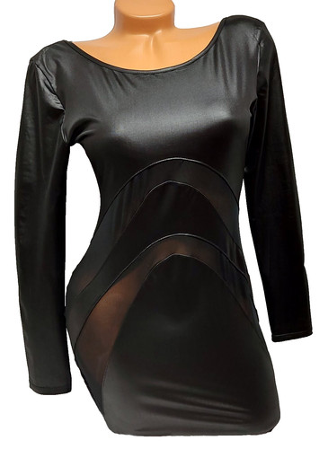 Kleid lack wetlook langarm - lack,